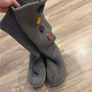 UGG Gray Boots with Multicolor Buttons- Women